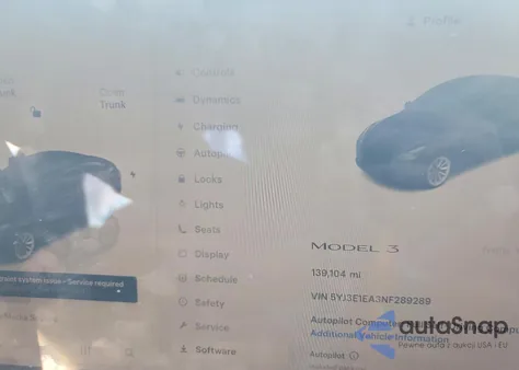 2022 Tesla Model 3 из США, поврежденный, VIN 5YJ3E1EA3NF289289